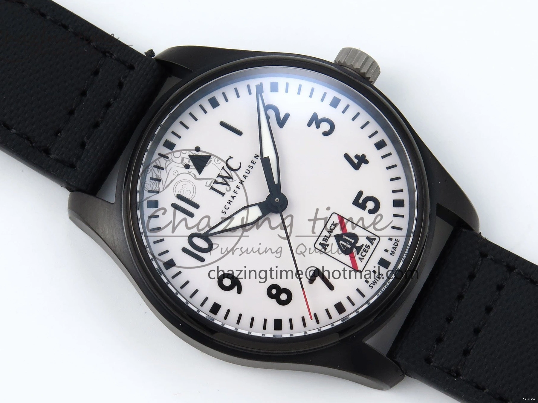 MIROTIME 0521 Pilot Black Ace BLSF 1:1 Best Edition White Lume Dial on Black Nylon Strap MIYOTA OnTrend 7021